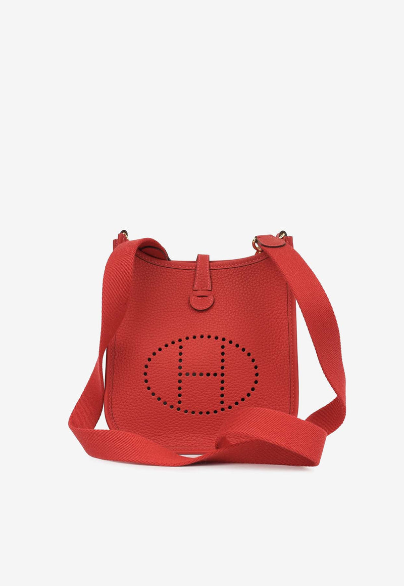 Hermès Mini Evelyne 16 in Vermillion Clemence Leather with Gold Hardware