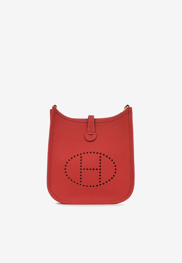 Hermès Mini Evelyne 16 in Vermillion Clemence Leather with Gold Hardware