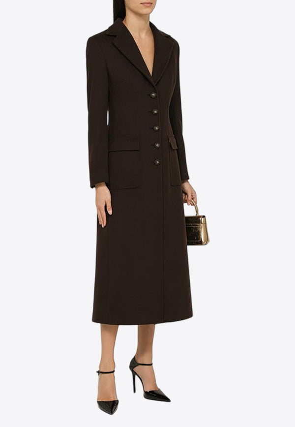 Dolce & Gabbana Single-Breasted Wool Cashmere Long Coat Brown F0C1WTFU26Y/N_DOLCE-M1512