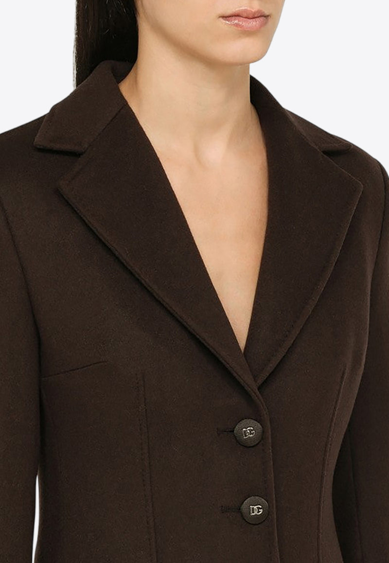 Dolce & Gabbana Single-Breasted Wool Cashmere Long Coat Brown F0C1WTFU26Y/N_DOLCE-M1512