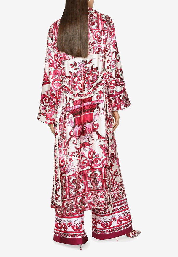 Dolce & Gabbana Majolica Print Long Silk Robe Multicolor F0C2AT HI1FI HE3TN