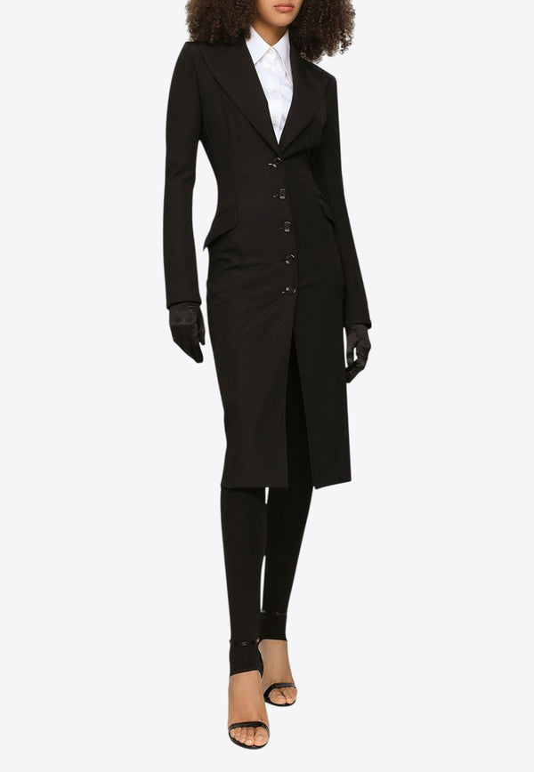 Dolce & Gabbana Single-Breasted Midi Coat Dress Black F0C3ZT FUUBP N0000