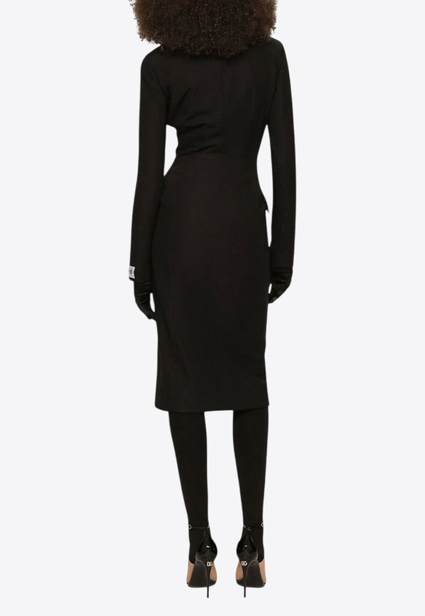 Dolce & Gabbana Single-Breasted Midi Coat Dress Black F0C3ZT FUUBP N0000