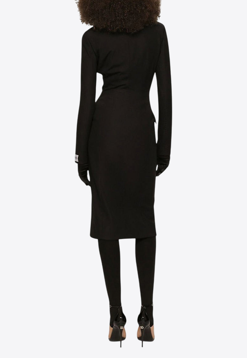 Dolce & Gabbana Single-Breasted Midi Coat Dress Black F0C3ZT FUUBP N0000