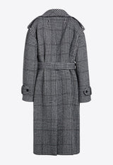 Dolce & Gabbana Houndstooth Wool Trench Coat  Gray F0E2DTFQMKH/P_DOLCE-S8100