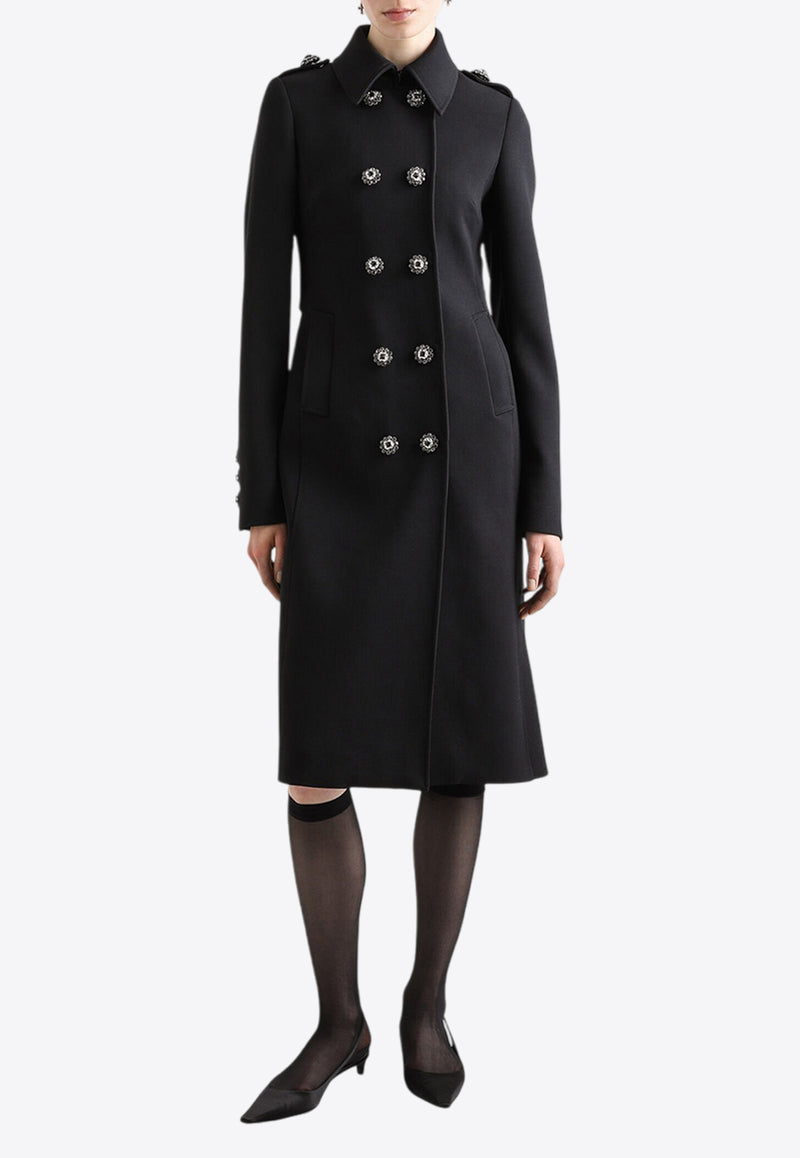 Dolce & Gabbana Double-Breasted Wool Coat Black F0G1VZ FUBGE N0000