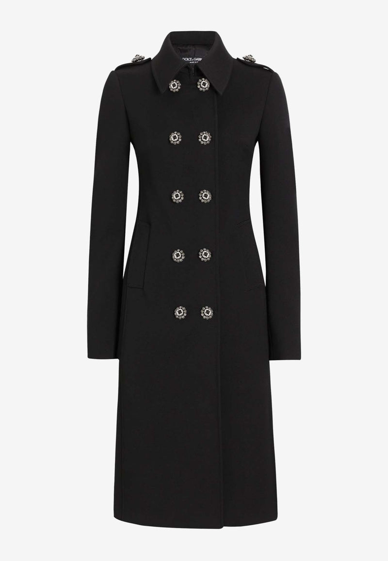 Dolce & Gabbana Double-Breasted Wool Coat Black F0G1VZ FUBGE N0000