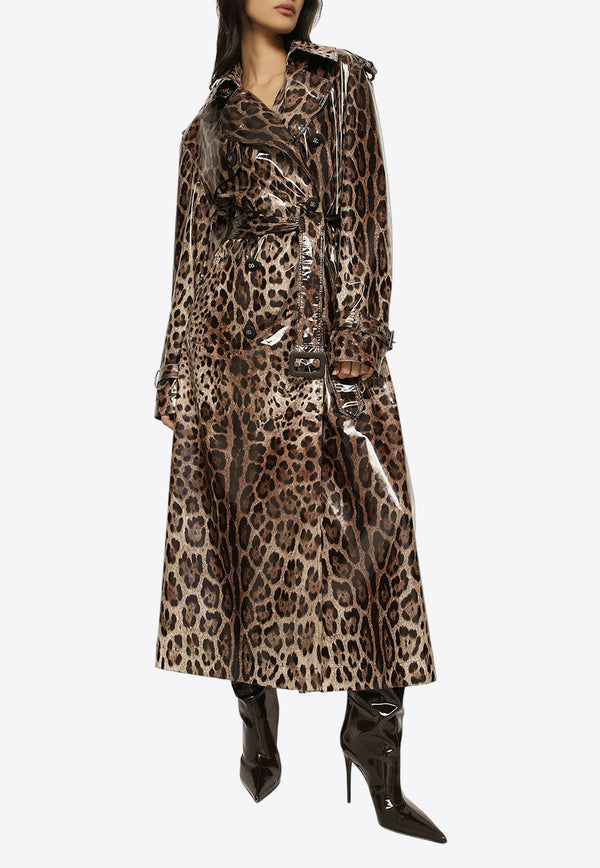 Dolce & Gabbana Leopard Print Coated Trench Coat Brown F0V9HT FSSKF HY13M