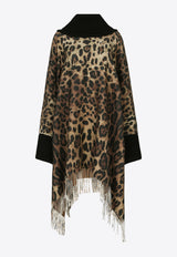 Dolce & Gabbana Leopard Print Wool Cashmere Fringed Poncho Brown F0W0BT GDBW2 HA93M