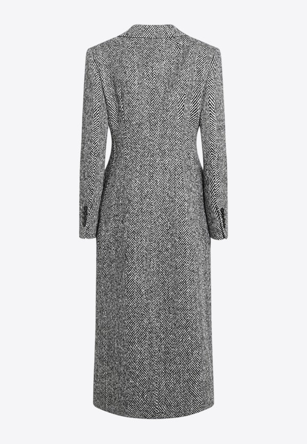 Dolce & Gabbana Single-Breasted Herringbone Wool Long Coat Gray F0W4QTFC2FU/R_DOLCE-S8030