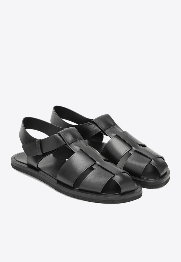 The Row Leather Fisherman Sandals Black F1343N60/O_THERO-BLK