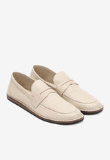 The Row Cary Grained Leather Loafers Beige F1489L74/O_THERO-TOFU