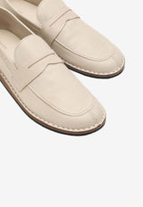 The Row Cary Grained Leather Loafers Beige F1489L74/O_THERO-TOFU