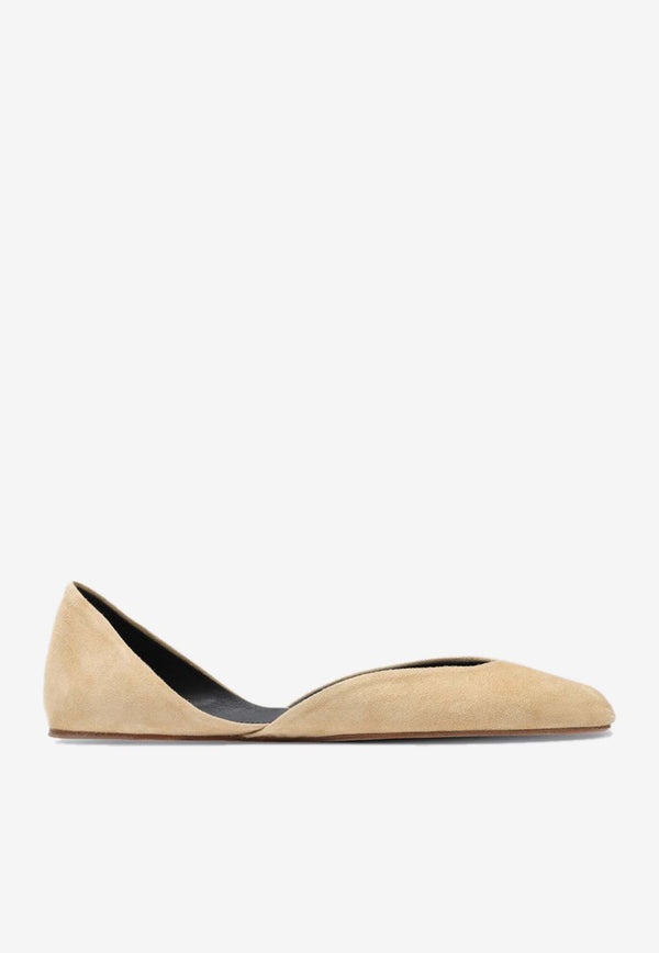 The Row Gemma Suede Ballet Flats Beige F1518L21/O_THERO-TRC