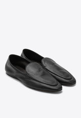 The Row Awar Grained Leather Loafers Black F1559L59/P_THERO-BLK