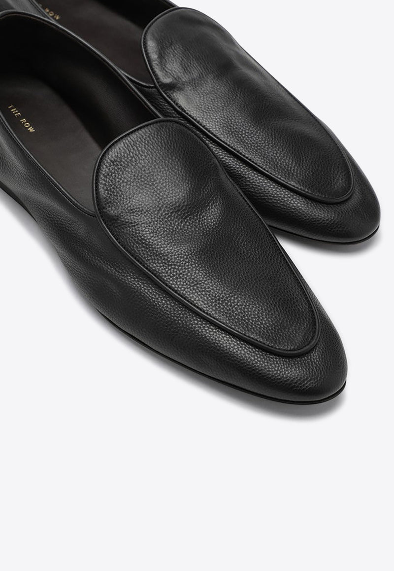 The Row Awar Grained Leather Loafers Black F1559L59/P_THERO-BLK