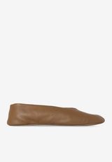 The Row Stella Leather Ballet Flats Brown F1638N66/Q_THERO-MUD
