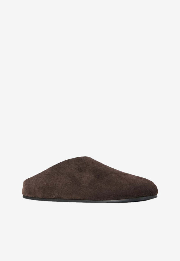 The Row Hudson Suede Flat Mules Brown F1705L302SH01/R_THERO-LQB