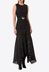 NICHOLAS Gian Asymmetric Lurex Striped Maxi Dress Black F24D2573PBBLACK MULTI