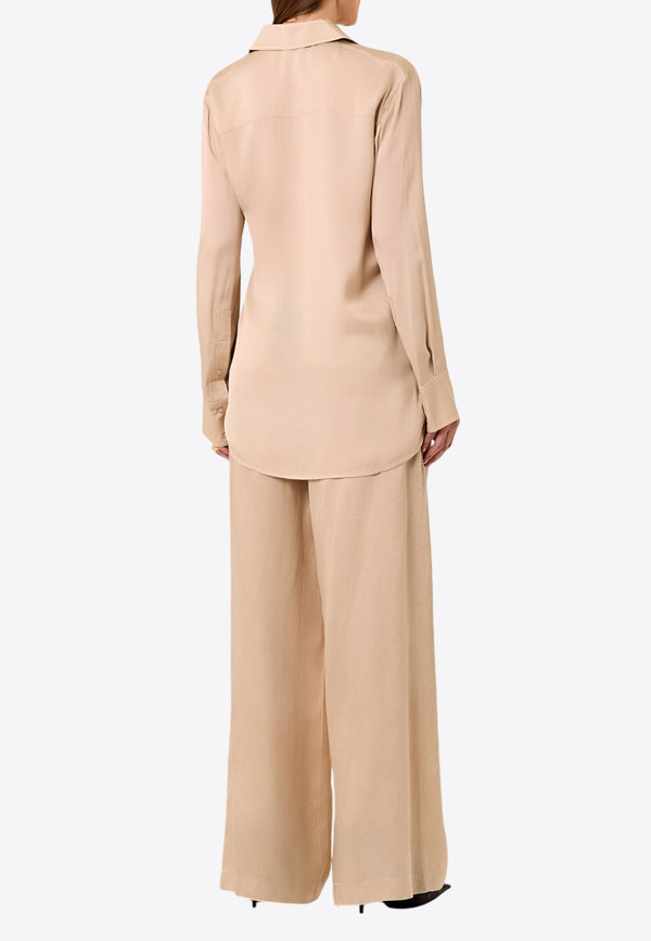 NICHOLAS Iman Wide-Leg Silk Blend Pants Beige F24P0672VSBEIGE