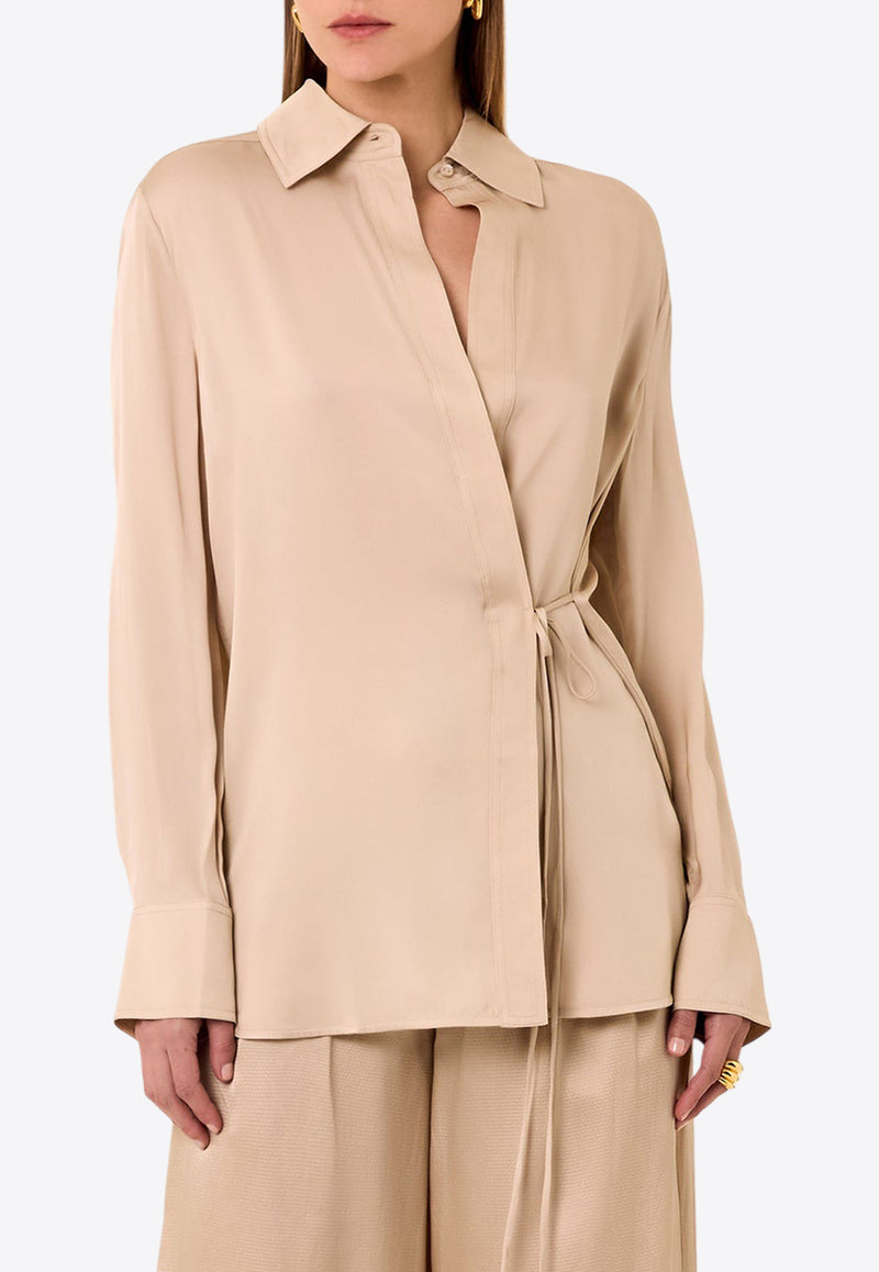 NICHOLAS Lara Long-Sleeved Wrap Shirt Beige F24T1816VSBEIGE