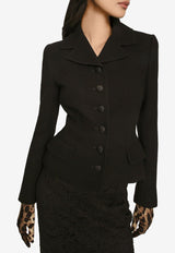 Dolce & Gabbana Single-Breasted Wool Blazer Black F26AJT FU23Q N0000
