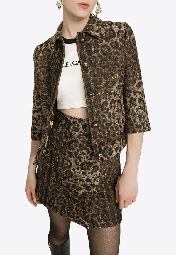 Dolce & Gabbana Leopard Wool Cropped Jacket Brown F26V4T FJ3D9 S8180