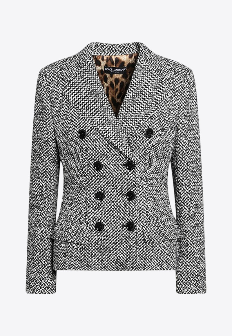Dolce & Gabbana Single-Breasted Herringbone Wool Blazer Gray F27ACTFMZAJ/R_DOLCE-S8030
