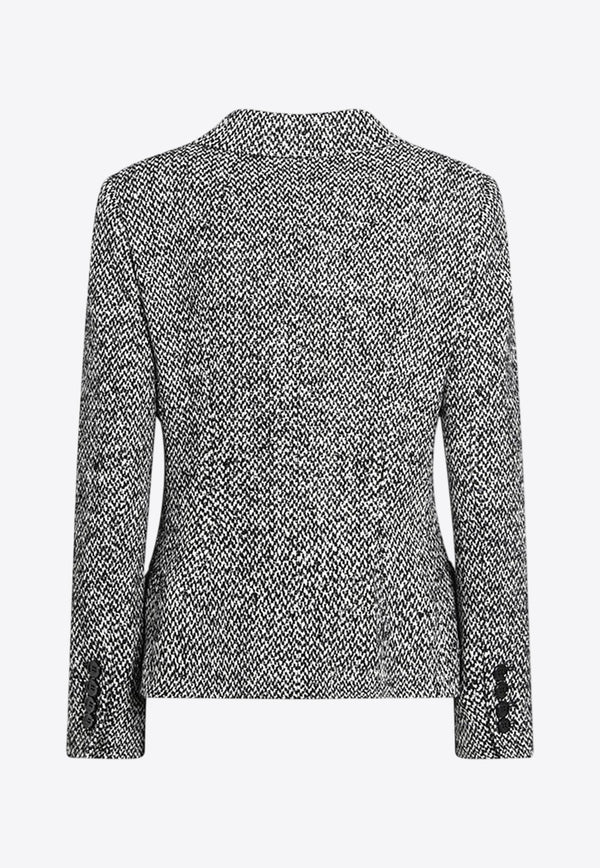 Dolce & Gabbana Single-Breasted Herringbone Wool Blazer Gray F27ACTFMZAJ/R_DOLCE-S8030