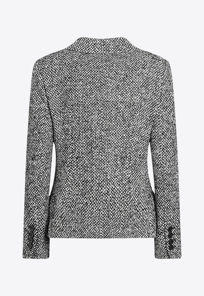 Dolce & Gabbana Single-Breasted Herringbone Wool Blazer Gray F27ACTFMZAJ/R_DOLCE-S8030
