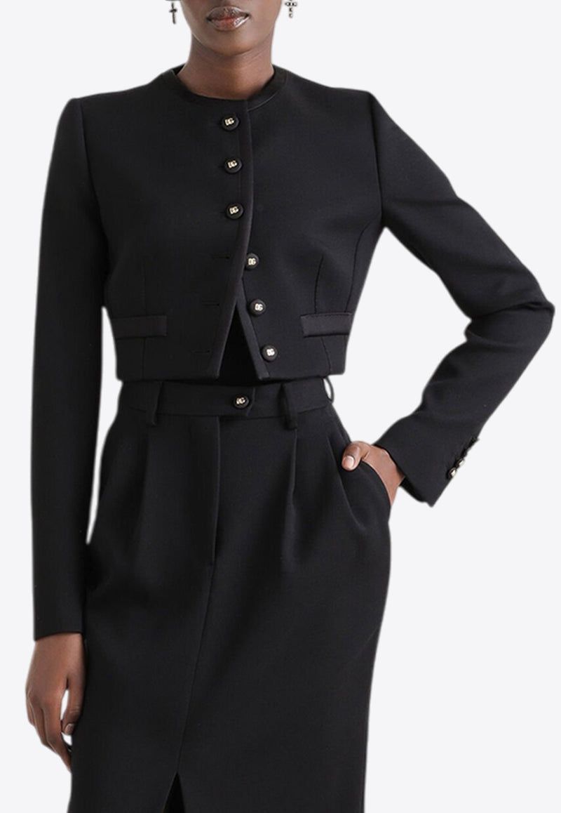 Dolce & Gabbana Cropped Wool Jacket Black F27CPT FUBGE N0000