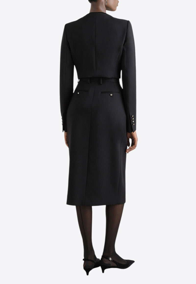 Dolce & Gabbana Cropped Wool Jacket Black F27CPT FUBGE N0000