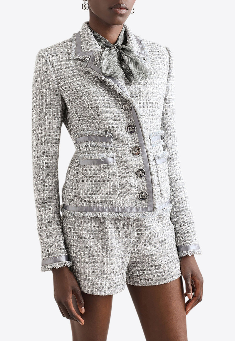 Dolce & Gabbana Single-Breasted Lamé Bouclé Jacket Gray F27DIT FQOAB S8100