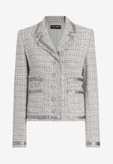 Dolce & Gabbana Single-Breasted Lamé Bouclé Jacket Gray F27DIT FQOAB S8100