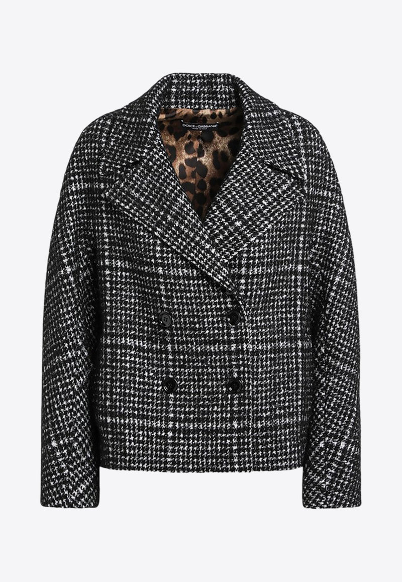 Dolce & Gabbana Double-Breasted  Houndstooth Wool Coat Gray F27GDTFQZAO/R_DOLCE-S8100