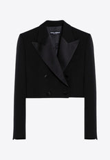 Dolce & Gabbana Wool Gabardine Cropped Tuxedo Jacket Black F291WTFU21E/P_DOLCE-N0000