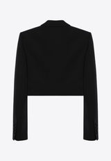 Dolce & Gabbana Wool Gabardine Cropped Tuxedo Jacket Black F291WTFU21E/P_DOLCE-N0000