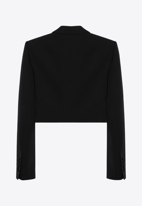 Dolce & Gabbana Wool Gabardine Cropped Tuxedo Jacket Black F291WTFU21E/P_DOLCE-N0000