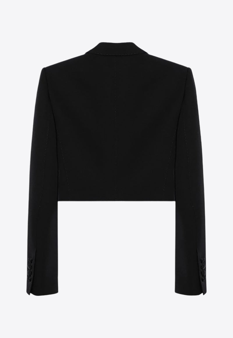 Dolce & Gabbana Wool Gabardine Cropped Tuxedo Jacket Black F291WTFU21E/P_DOLCE-N0000