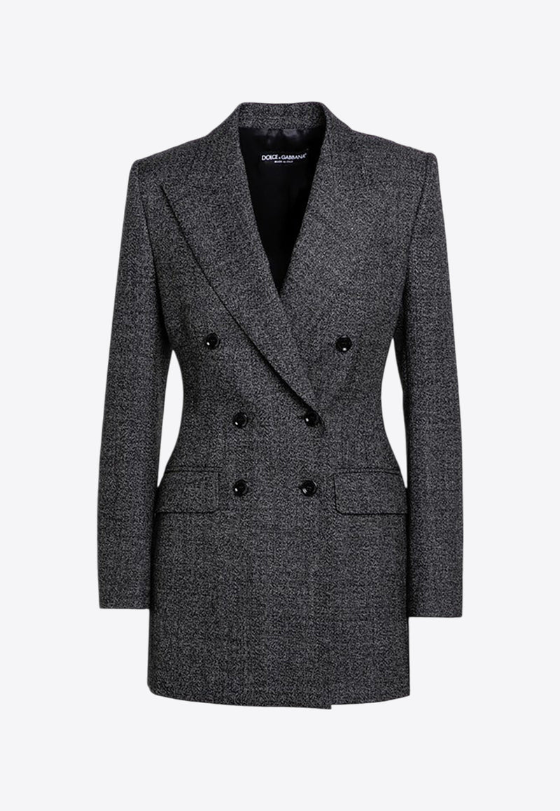 Dolce & Gabbana Double-Breasted Tweed Blazer Gray F29BITFM2G4/P_DOLCE-S8031