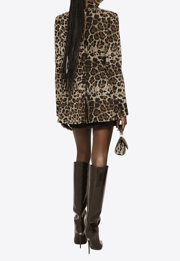 Dolce & Gabbana Double-Breasted Leopard Print Blazer Brown F29QMT FJGAS S8350