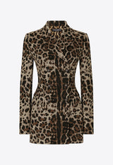 Dolce & Gabbana Double-Breasted Leopard Print Blazer Brown F29QMT FJGAS S8350