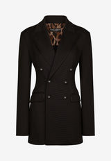 Dolce & Gabbana Double-Breasted Milano Rib Blazer Black F29RST FUGPN N0000