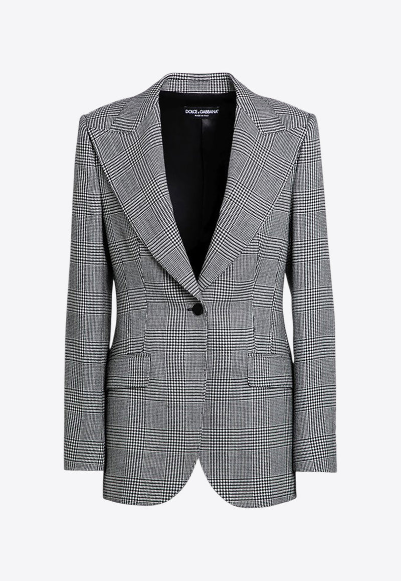 Dolce & Gabbana Prince of Wales Single-Breasted Blazer Gray F29UCTFQ2N2/P_DOLCE-S8100