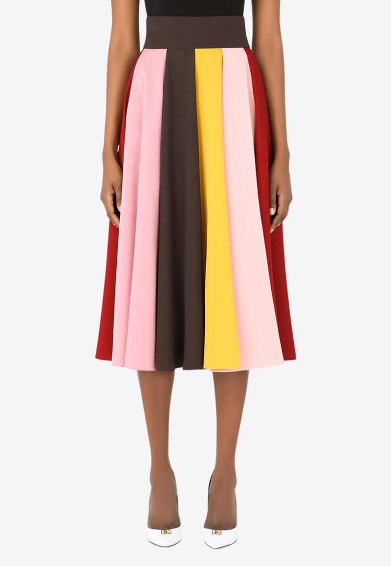 Dolce & Gabbana Colorblocked Pleated Midi Skirt Multicolor F4B4ET GDZ53 S9000