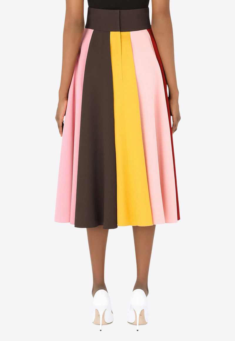 Dolce & Gabbana Colorblocked Pleated Midi Skirt Multicolor F4B4ET GDZ53 S9000