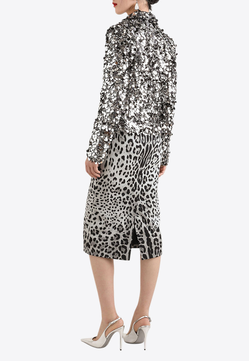 Dolce & Gabbana Leopard Print Charmeuse Midi Pencil Skirt Multicolor F4B6UT FSADD HI13N