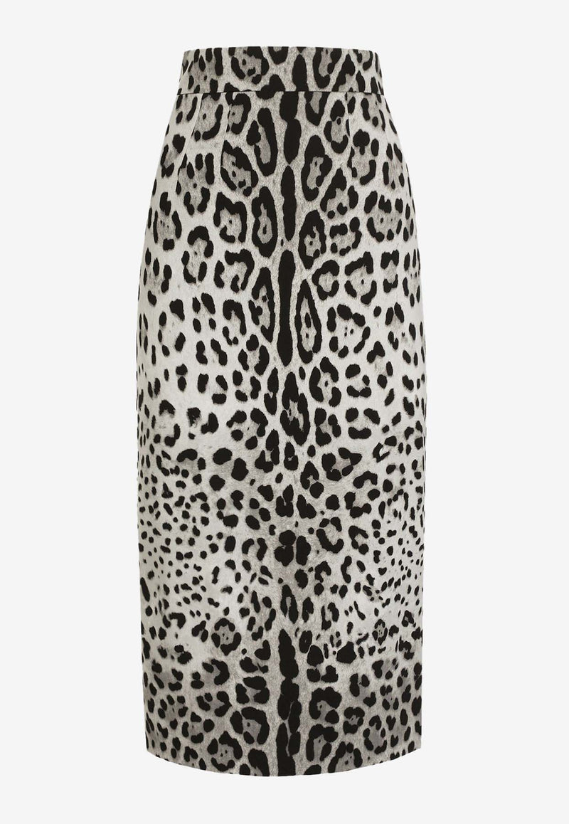 Dolce & Gabbana Leopard Print Charmeuse Midi Pencil Skirt Multicolor F4B6UT FSADD HI13N