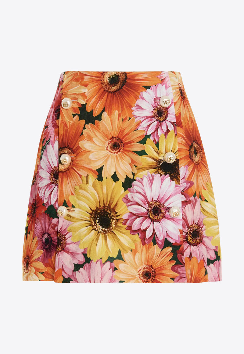 Dolce & Gabbana Floral Print Mini Skirt Multicolor F4B7RT FSIAF HV3BB