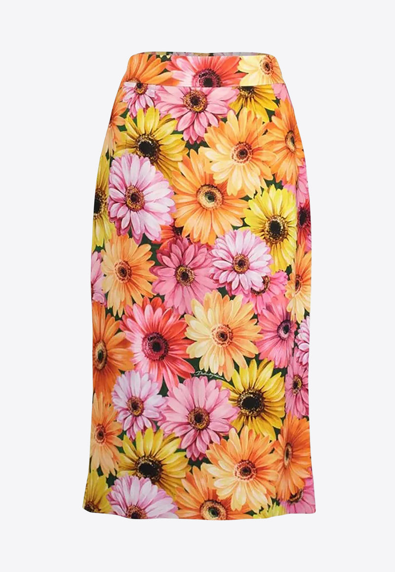Dolce & Gabbana Floral Print Midi Pencil Skirt Multicolor F4B8JT FSIAF HV3BB